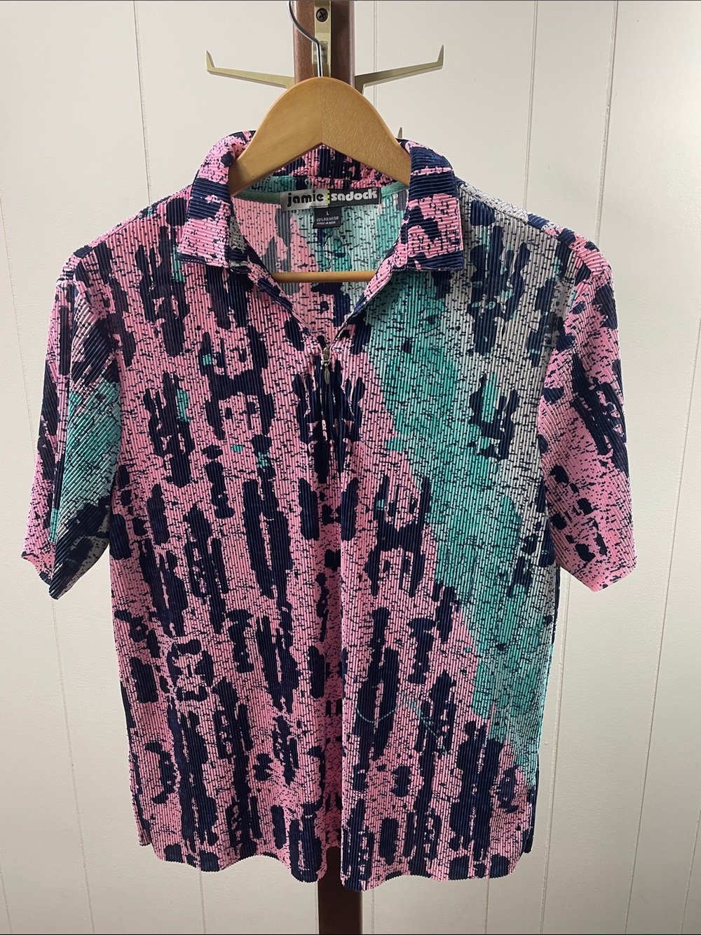 Jamie Sadock Short Sleeve Pink Leopard Print Golf Shirt